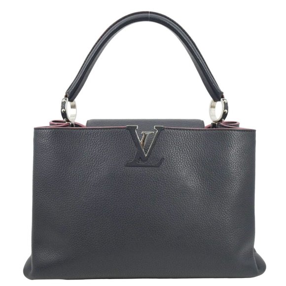 LOUIS VUITTON  Capucines Taurillon Leather Satchel Bag Black - Picture 1 of 12